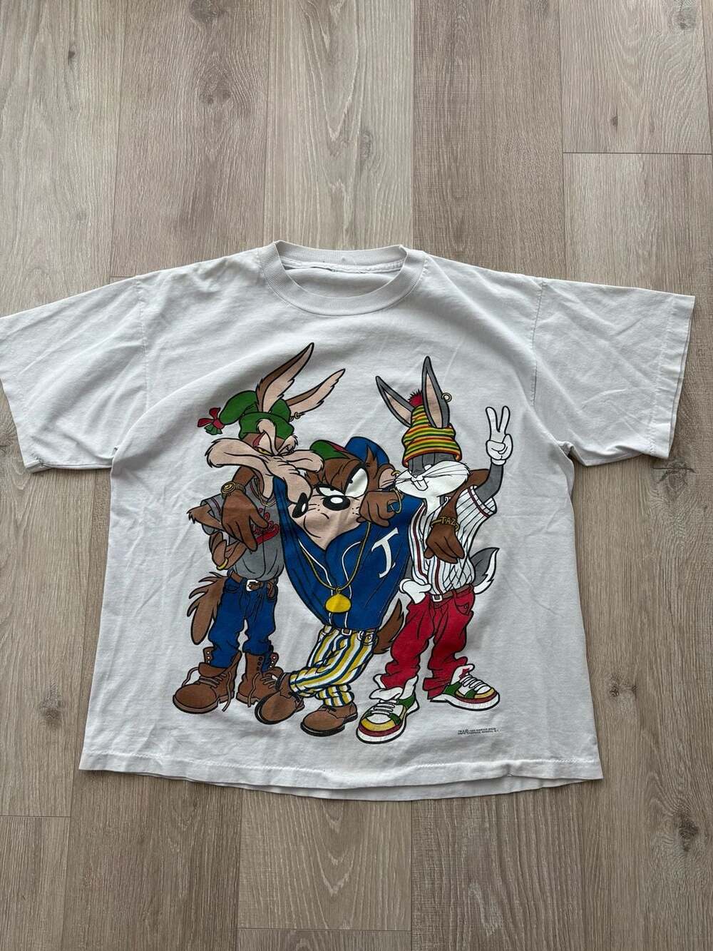 Vintage 1993 Looney Tunes Taz Bugs Bunny Coyote 2 Sided Sweatshirt Sz L